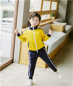 冬季男中小學生運動服裝帶拉鏈（黃）