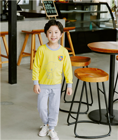 冬季男中小學生運動衛衣圓領（黃）