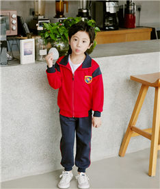 冬季男中小學生服裝半開拉鏈（紅）