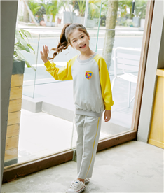 秋季女中小學生衛衣黃灰色（遠照）