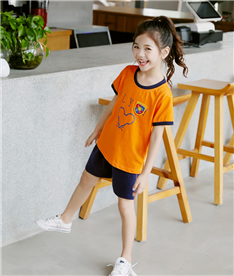 夏季女中小學生運動服裝圓領（橙）