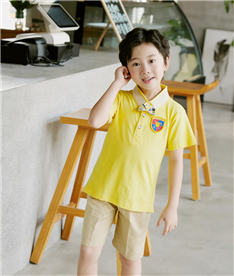 夏季男中小學生服裝帶領紐扣（黃）