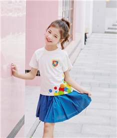 夏季女中小學生運動服裝圓領（白）