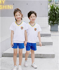 夏季中小學生服裝V領（白）