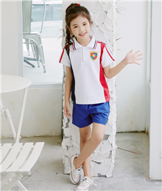 夏季女中小學生運動服裝（紅白黑）