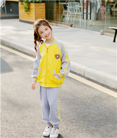 冬季女中小學生運動衛衣（黃灰）