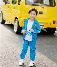 冬季男中小學生休閑外套開拉鏈（藍）