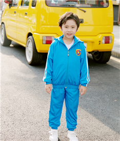 冬季男中小學生休閑外套系拉鏈（藍）