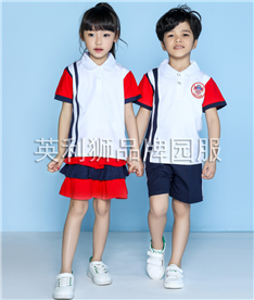 夏季中小學生校服白領帶紐扣（白紅）